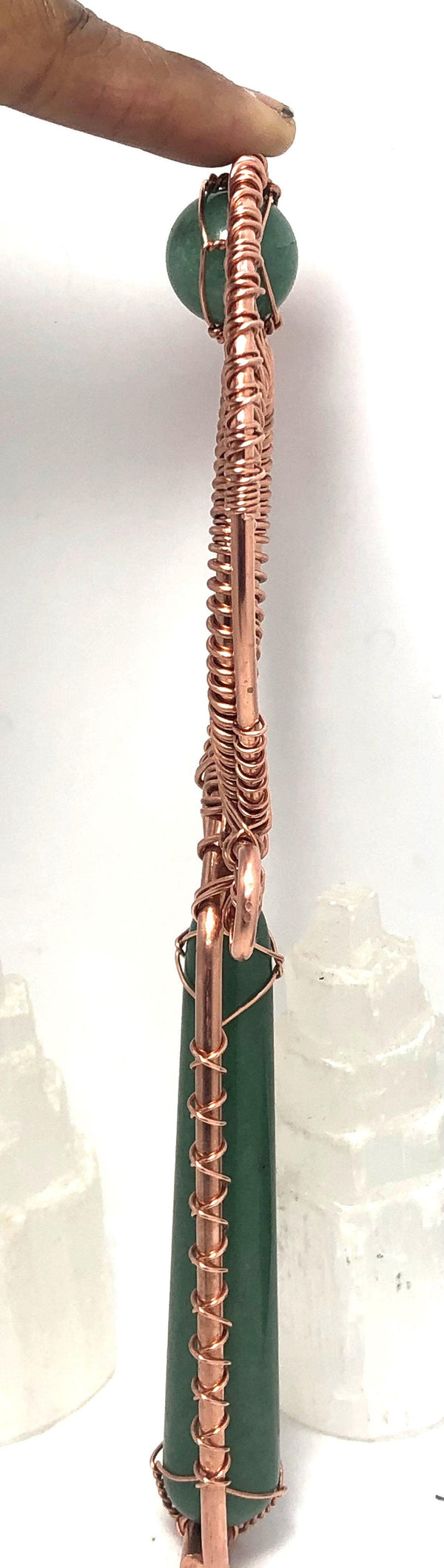 Green Aventurine Copper Handheld Ankh - Infinite Treasures, LLC