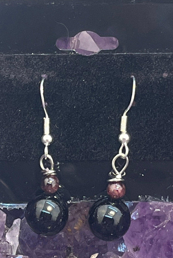 Black Tourmaline and Gemstone Sterling Silver Hooks  Earrings - Infinite Treasures, LLC