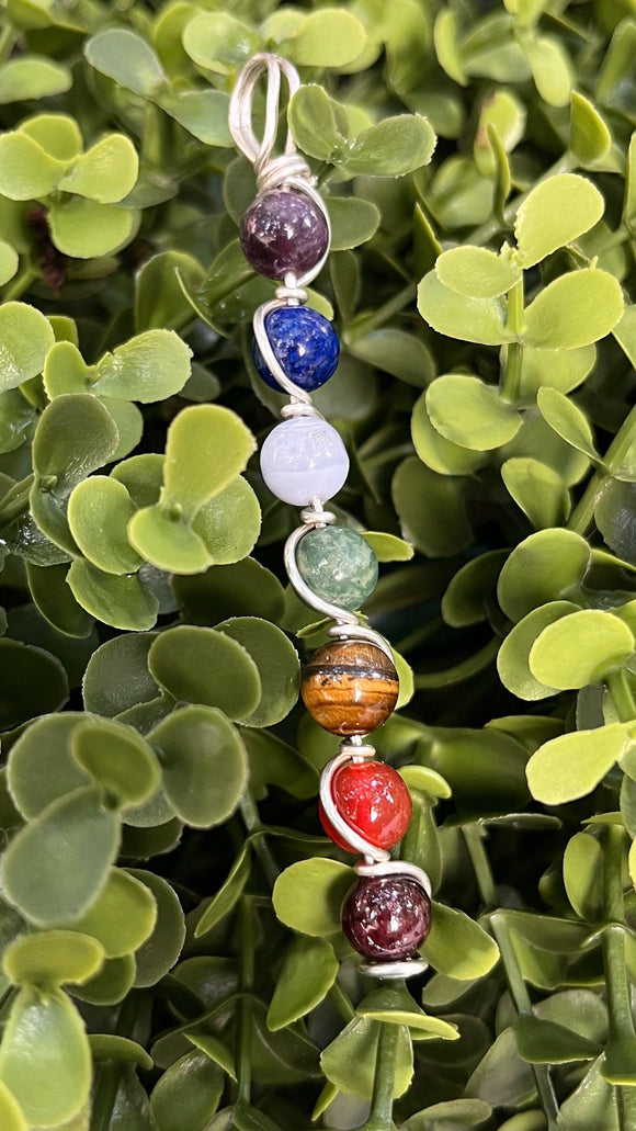 Chakra Gemstone Sterling Silver Wirewrapped Pendant Necklace - Infinite Treasures, LLC