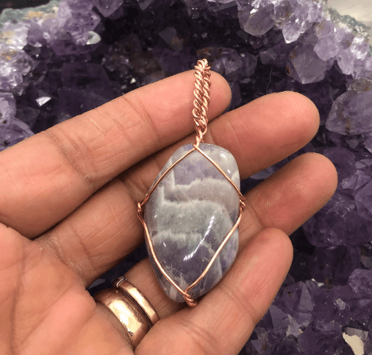 Dogtooth Amethyst 1 1/2 Inch Crystal Copper Pendant - Infinite Treasures, LLC