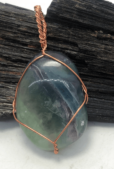 fluorite, pendant, copper, study, stones, concentration, mental, focus