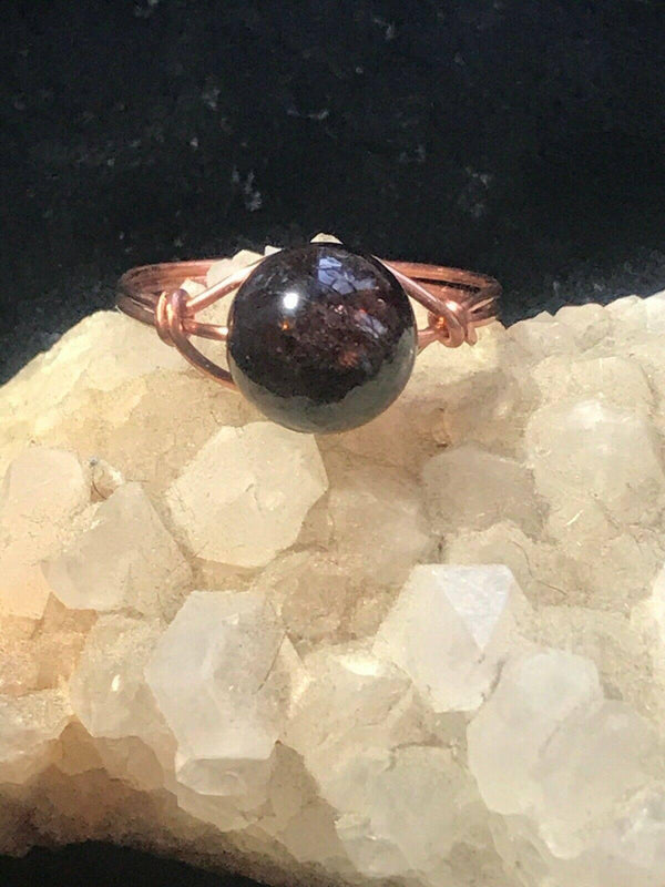 Garnet Copper Bead Ring - Infinite Treasures, LLC