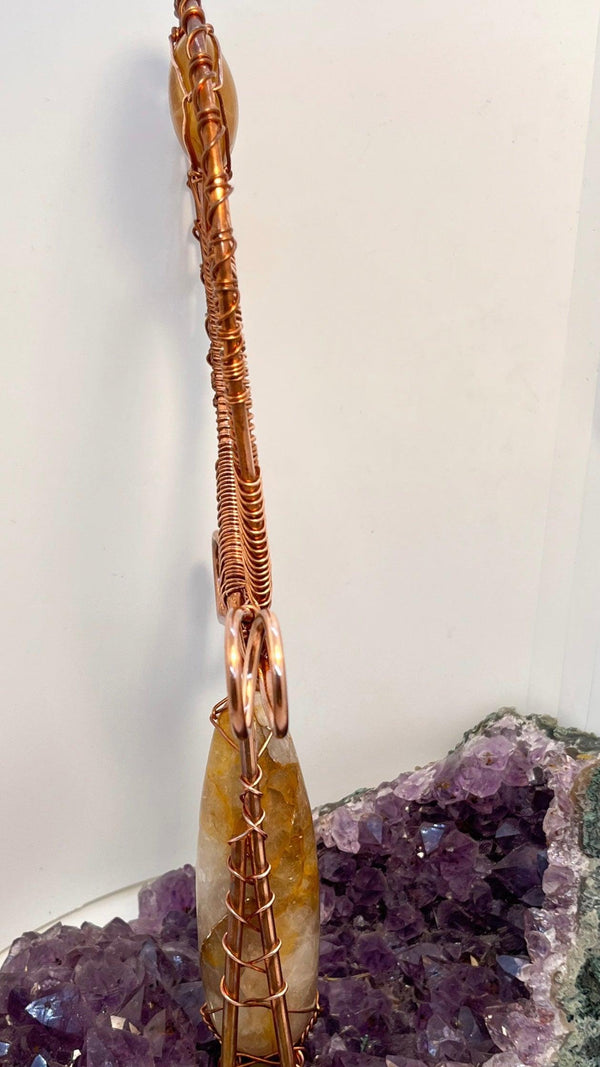 Golden Healer Quartz Crystal Handheld Ankh - Infinite Treasures, LLC