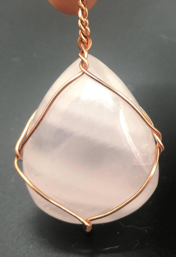 Natural Rose Quartz Crystal Copper Pendant by Infinite Treasures,LLC - Infinite Treasures, LLC