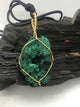 Malachite Fibrous Crystals Brass Pendant - Infinite Treasures, LLC