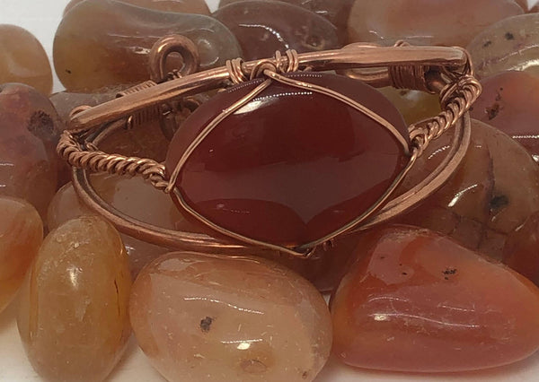 Carnelian  Copper Bracelet Wire wrapped Handmade - Infinite Treasures, LLC