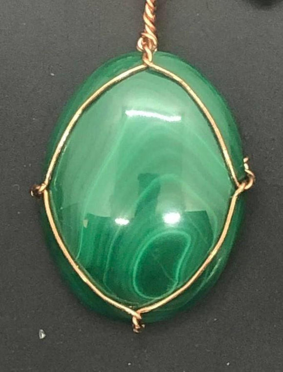 Malachite Crystal Copper Wirewrapped Pendant - Infinite Treasures, LLC