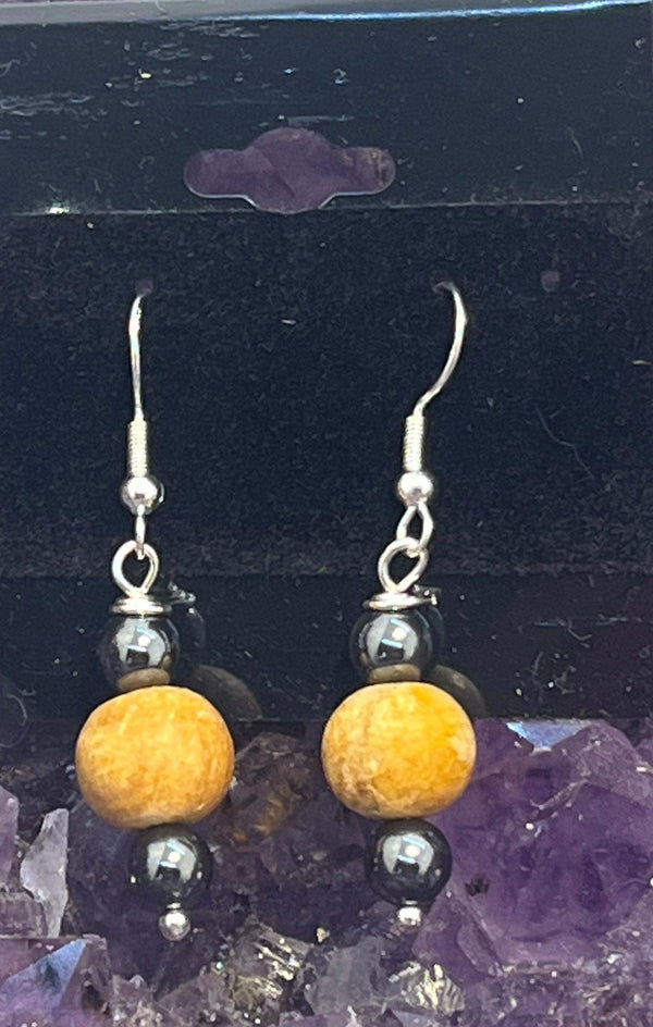 Palo Santo Gemstone Sterling Silver Hooks Drop Dangle Earrings - Infinite Treasures, LLC