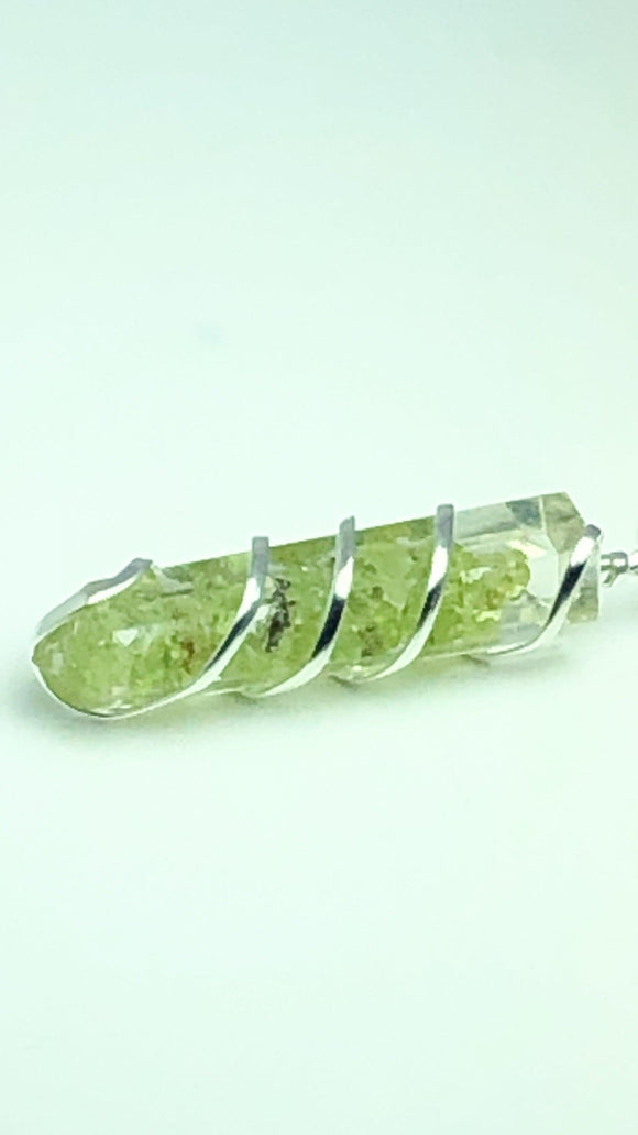 Peridot Organite Pendant with Silver Chain - Infinite Treasures, LLC