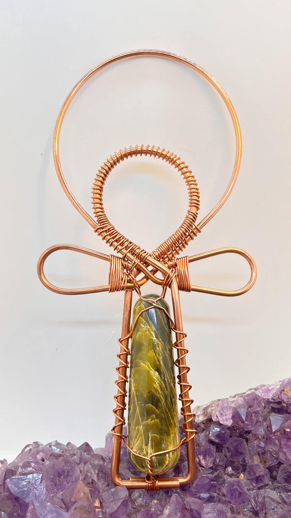 Peruvian Serpentine Handheld Ankh - Infinite Treasures, LLC