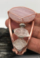 Rose Quartz and Herkimer Diamond from Morocco Handmade Copper Wirewrapped Bangle Bracelet - Infinite Treasures, LLC