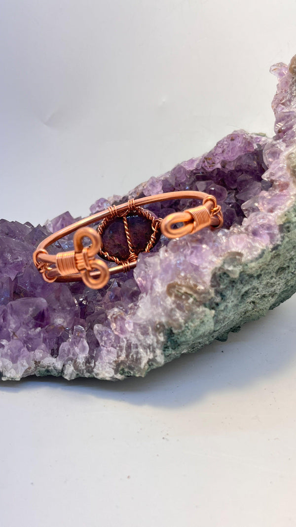 Ruby Crystal Copper Bracelet Wirewrapped - Infinite Treasures, LLC